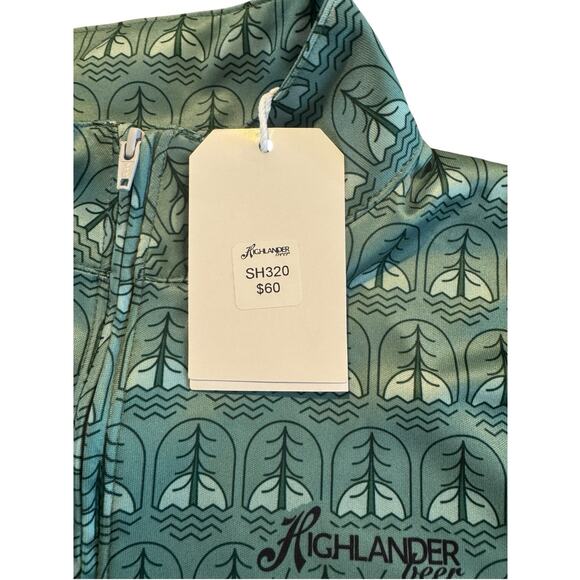 Highlander Beer x League 91 Eco Quarter Zip Pullover Green Tree Print Shirt M - Picture 6 of 10